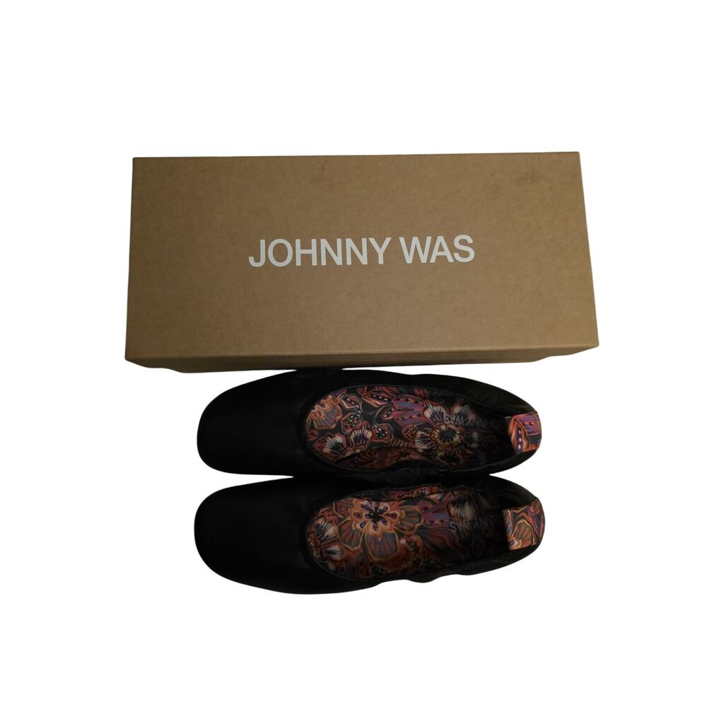Johnny Was Jade Ballet Flats Womens Size 9.5 Black Leather Shoes - Picture 6 of 8
